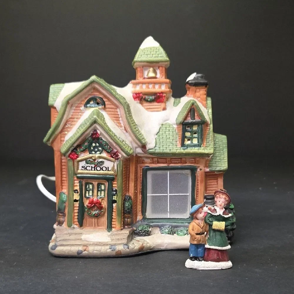 Vintage Holiday Schoolhouse‎ For Christmas Village
